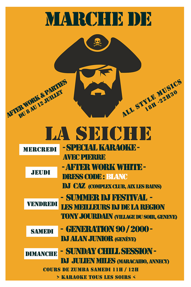 After work parties - DJ's All style, 8 au 12 juillet - marché de la Seiche, Sevrier