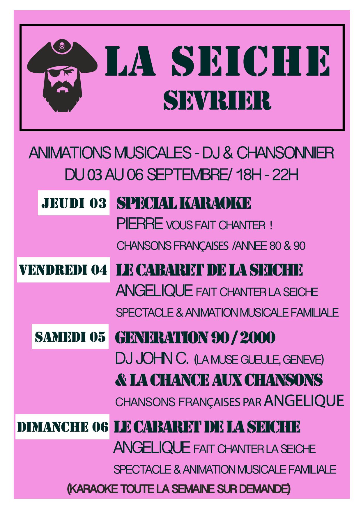 Animation musicale - du 3 au 6 septembre- marché de la Seiche, Sevrier