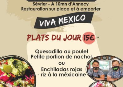 Menu du midi, stand-restaurant Viva Mexico, La Seiche, Sevrier