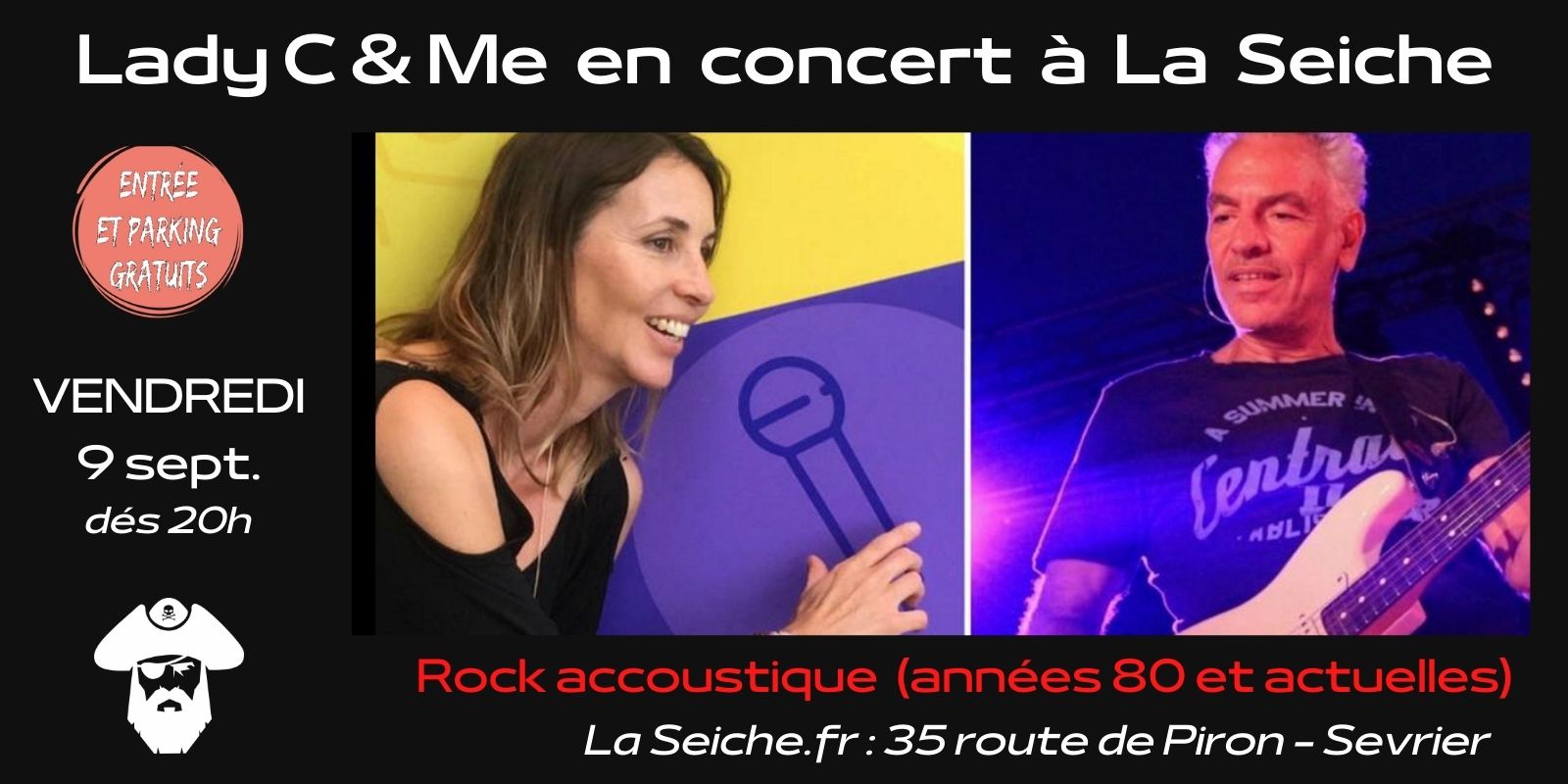 9 sept. Lady C & Me en concert à La Seiche. Rock acoustique années 80 et actuelles. Sevrier, Lac d'Anncy, Haute-Savoie.