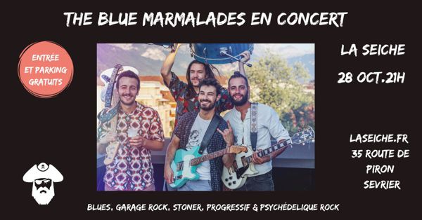 The Blue Marmalades en concert à La Seiche. Garage rock, Stoner, Progressif & Psychédelique rock. Sevrier, Lac d'Anncy (74);