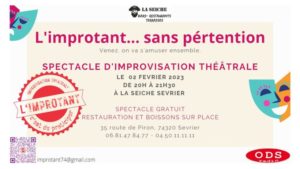 «L'IMPROTANT... SANS PÉRTENTION » - SPECTACLE D’IMPROVISATION THÉÂTRALE À LA SEICHE