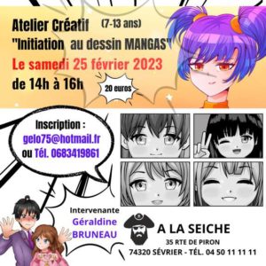 Atelier Initiation au Dessin Mangas avec Géraldine BRUNEAU. La Seiche, Sevrier, Annecy