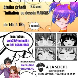 Initiation au Dessin Mangas avec Géraldine BRUNEAU. La Seiche, Sevrier