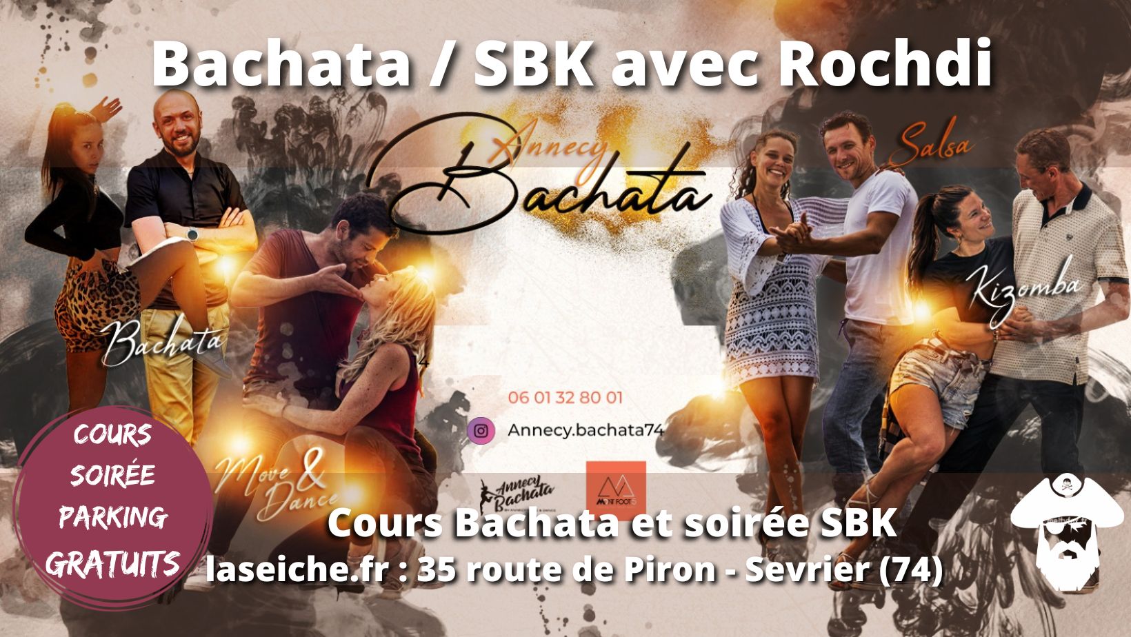 Cours Bachata et soirée Salsa, bachata, Kizombe avec Rochdi. La Seiche, Sevrier, Annecy