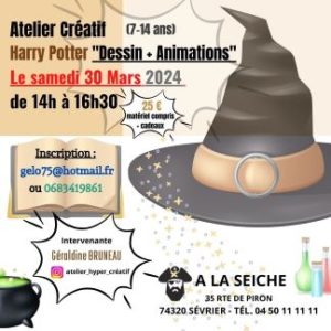 Atelier dessin et animation Harry Potter avec Géraldine BRUNEAU. La Seiche, Sevrier