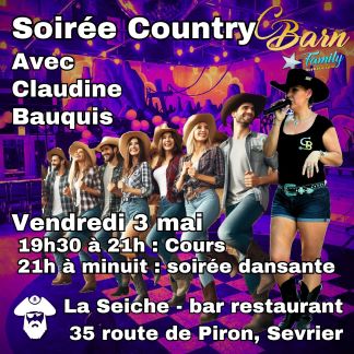 soirée country à La Seiche (Sevrier, Haute-Savoie) animées par Claudine Bauquis de l'école de danse CBarn Family