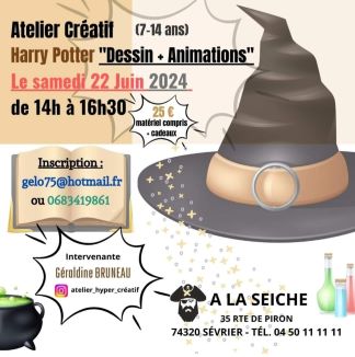 Atelier dessin et animation Harry Potter avec Géraldine BRUNEAU en juin La Seiche, Sevrier