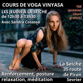 Yoga Vinyasa avec Sandra Crosasso les jeudis à La Seiche (Sevrier, Haute-Savoie)