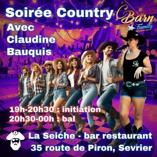 Soirée Country à La Seiche avec Claudine Bauquis de l'école de danse CBarn Family. Initiation et bal (Sevrier, Haute-Savoie)