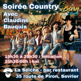 Soirée Country, initiation et bal à La Seiche (Sevrier, Haute-Savoie) avec Claudine Bauquis de l'école de danse CBarn Family