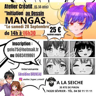 ATELIER Initiation au dessin MANGA avec Géraldine BRUNEAU. septembre. La Seiche, Sevrier