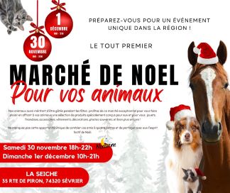 Marché de Noël pour animaux. La Seiche, à Sevrier (Haute-Savoie)