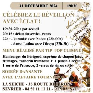 Réveillon du nouvel an 2024 à La Seiche (Sevrier, Haute Savoie)