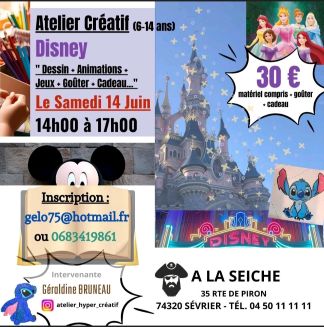 Atelier disney, enfants et ados, le 14 juin à La Seiche (Sevrier, Haute-Savoie)