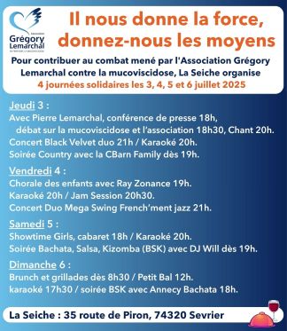 journées solidaires à La Seiche avec l'association Grégory Lemarchal contre la mucoviscidose