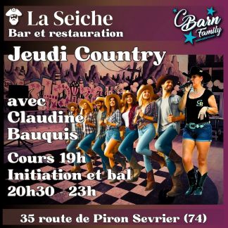 Jeudi Country, Cours, initiation, bal avec Claudine Bauquis, école CBarn Family. La Seiche, Sevrier, Annecy, Haute-Savoie