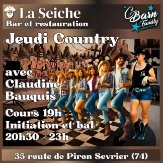 Jeudi Country, Cours, initiation, bal avec Claudine Bauquis, CBarn Family. La Seiche, Sevrier, Annecy, Haute-Savoie