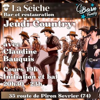 Jeudi Country. Cours, initiation, bal avec Claudine Bauquis. La Seiche, Sevrier, Annecy, Haute-Savoie