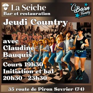 Country, cours, initiation, bal avecClaudine Bauquis, CBarn Family. Jeudi à La Seiche, Sevrier, Annecy, Haute-Savoie
