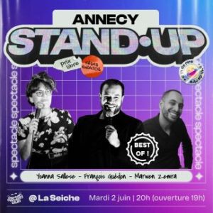 Annecy Stand-Up avec Carton Comedy Club mardi 2 juin à La Seiche (Sevrier, Haute Savoie)