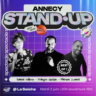 Annecy Stand-Up avec Carton Comedy Club mardi 2 juin à La Seiche (Sevrier, Haute Savoie)