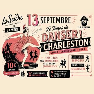 Après-midi Charleston-Shim-Sham-Rock-Swing avec Nathalie Perret et DJ Brahm. La Seiche, Annecy, Sevrier