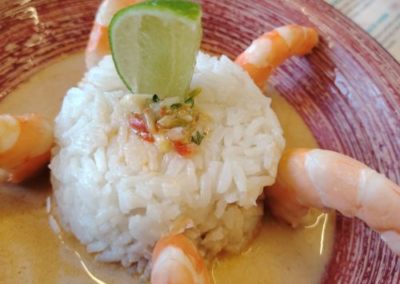Crevettes au lait de coco Cuisine antillaise - saveurs des îles. La Seiche à Sevrier (Annecy)